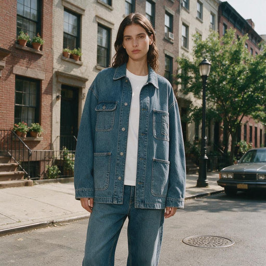 The Utility Denim Jacket, on-body