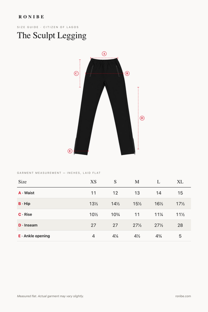 The Sculpt Legging — size guide